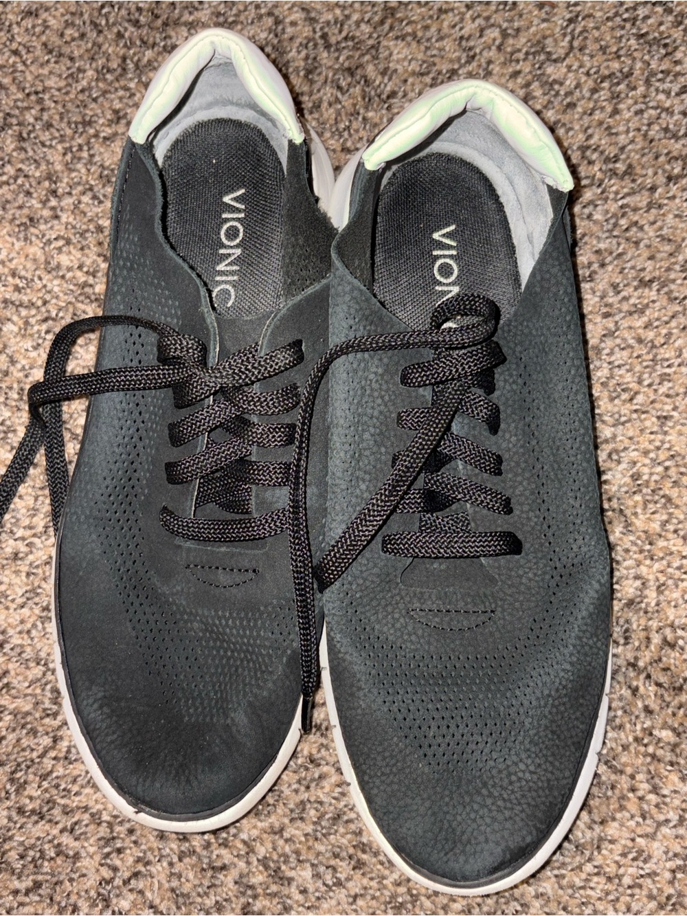 Vionic Men’s Black Lace-Up Sneakers with White Soles
